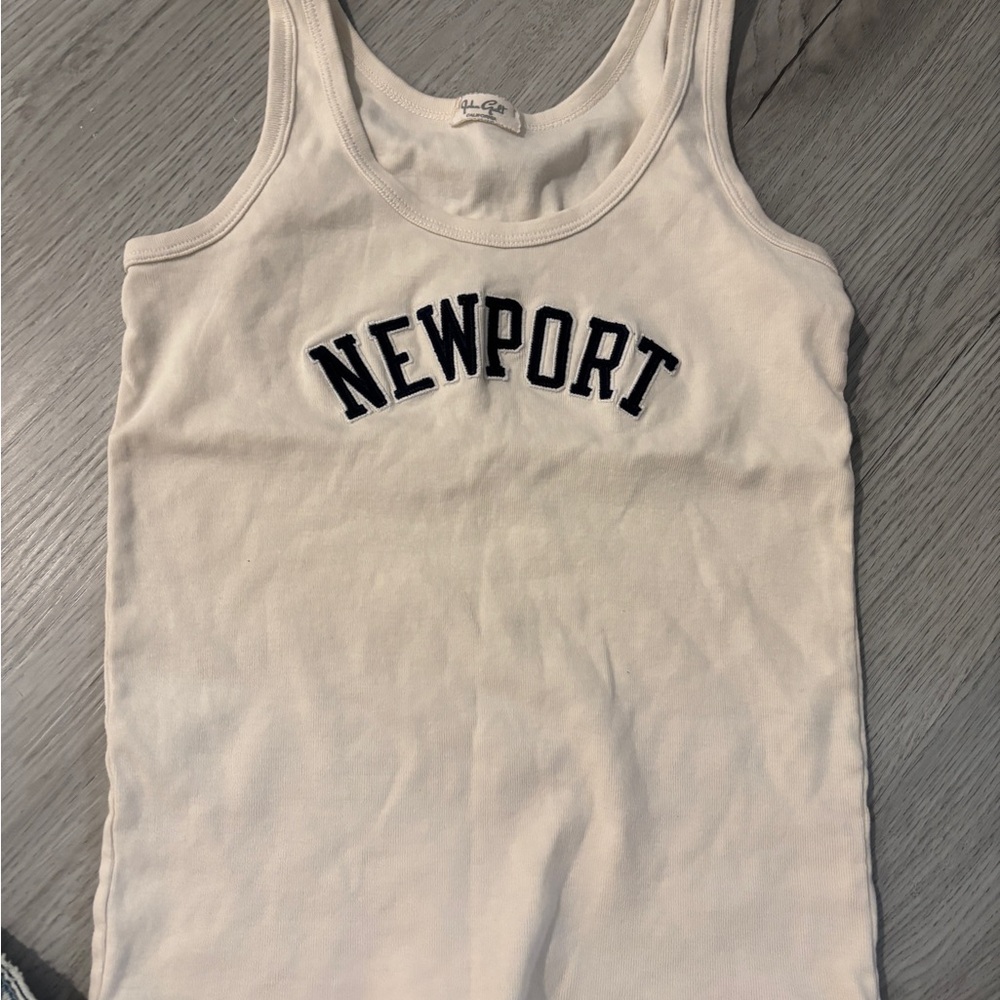 Brandy Melville Cream Tank Top with Black Lettering